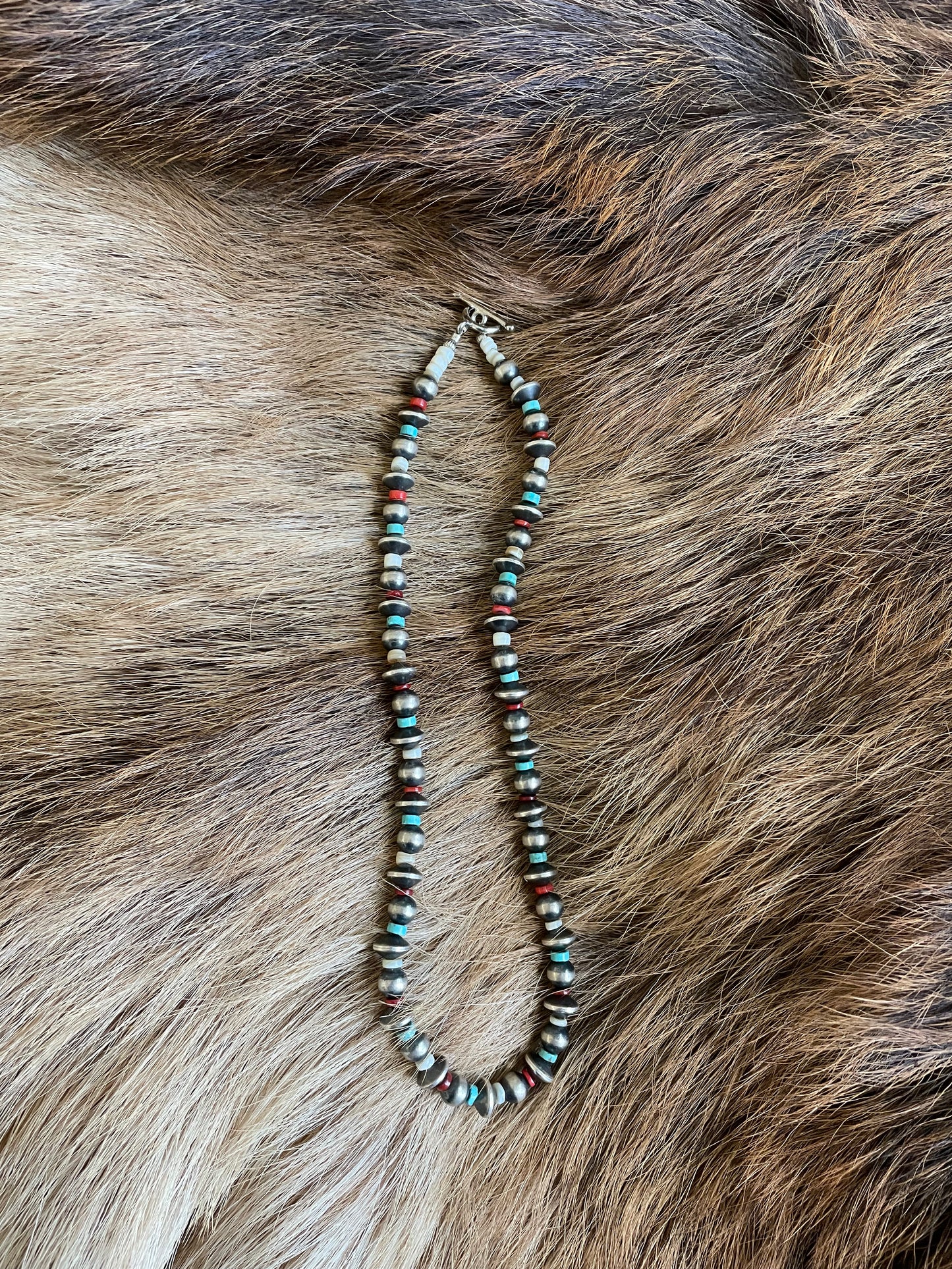 Hand strung Navajo pearl and Heishi bead necklace