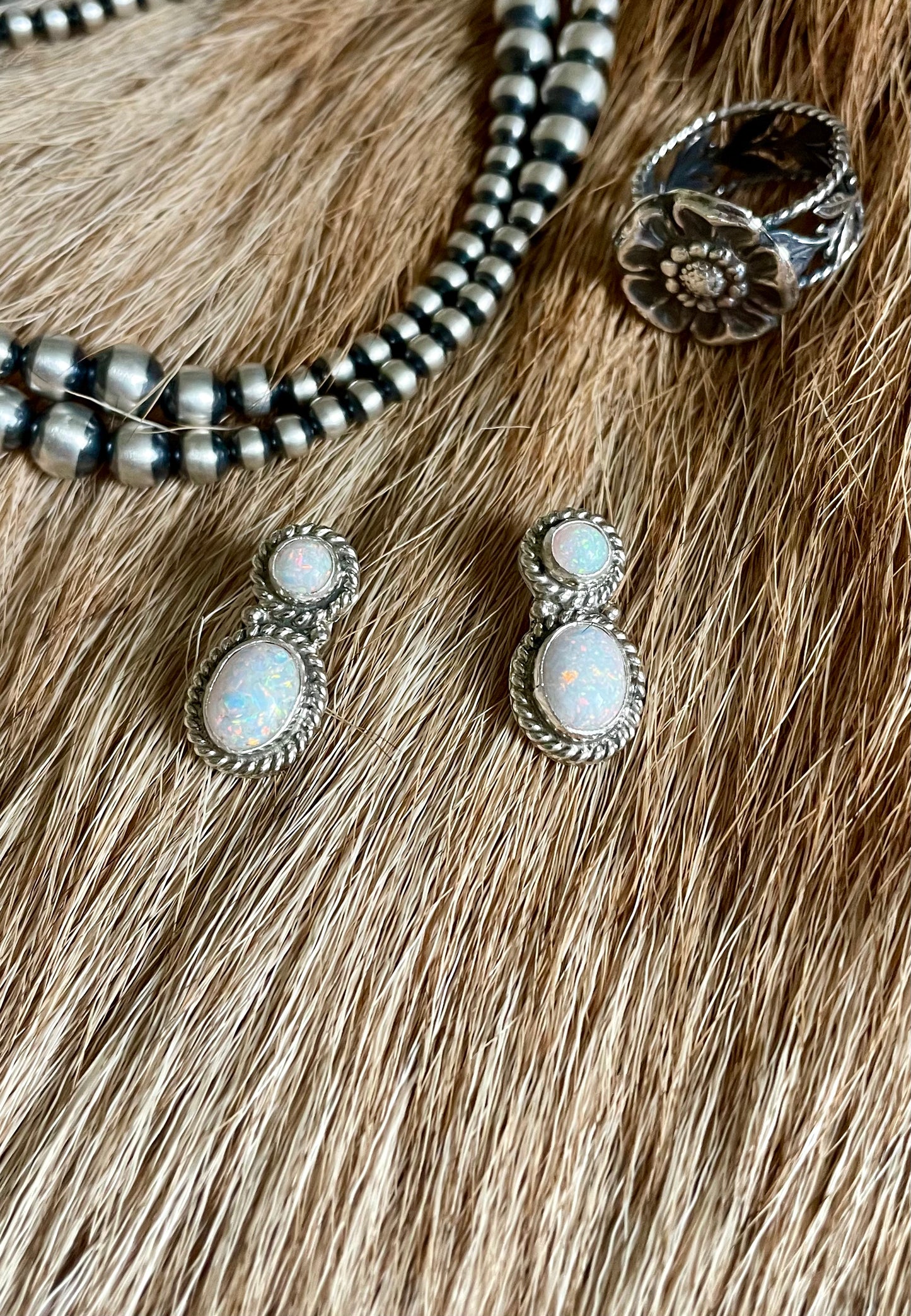 Sterling Silver and Opal Earrings