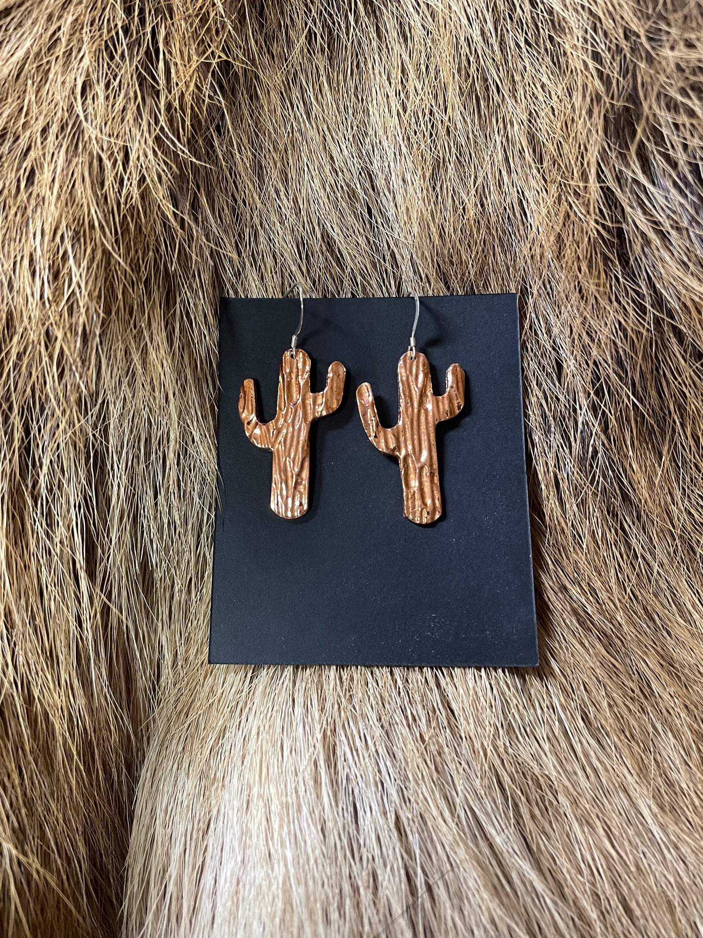 Copper cactus earrings 