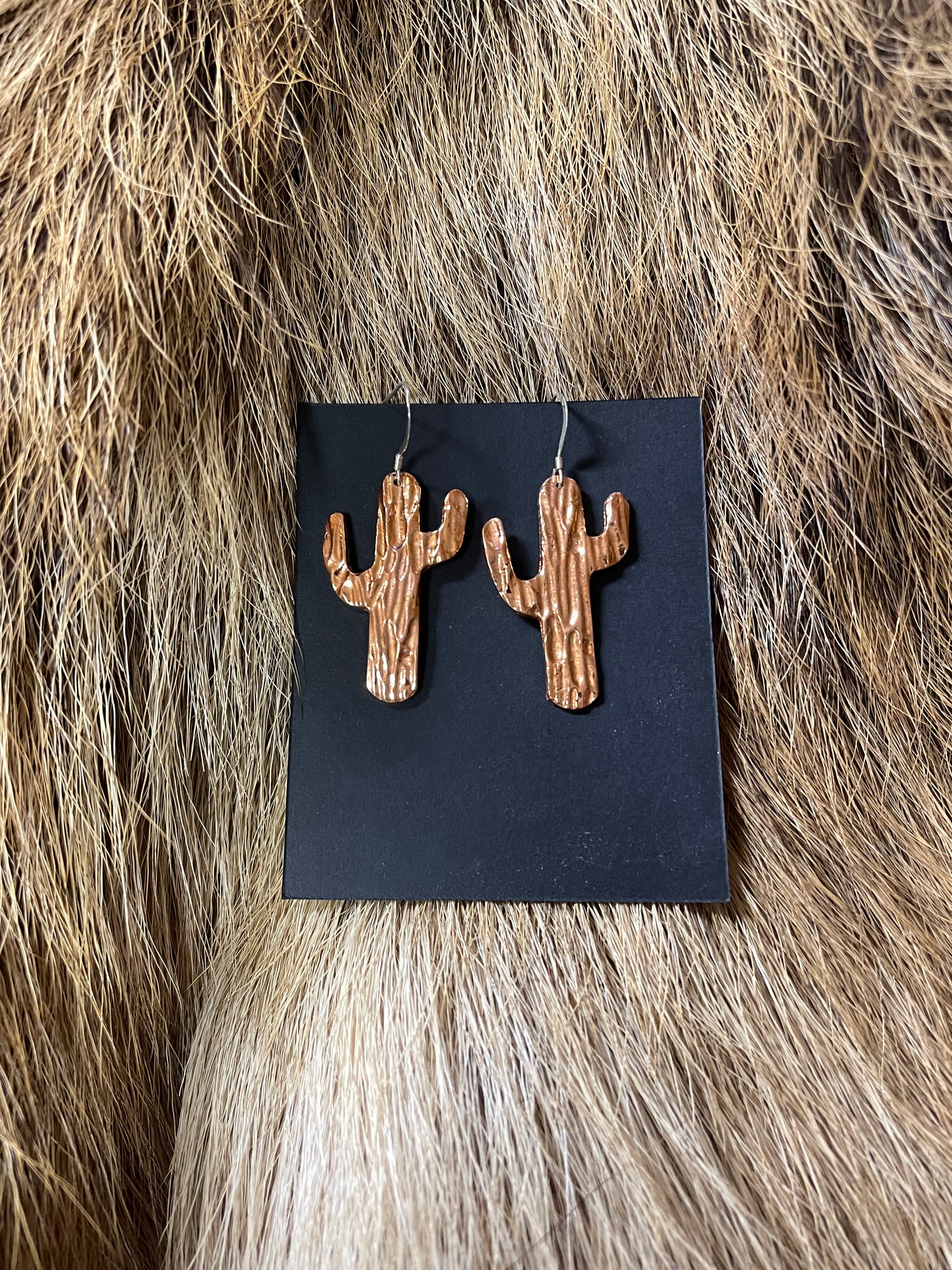 Copper cactus earrings 