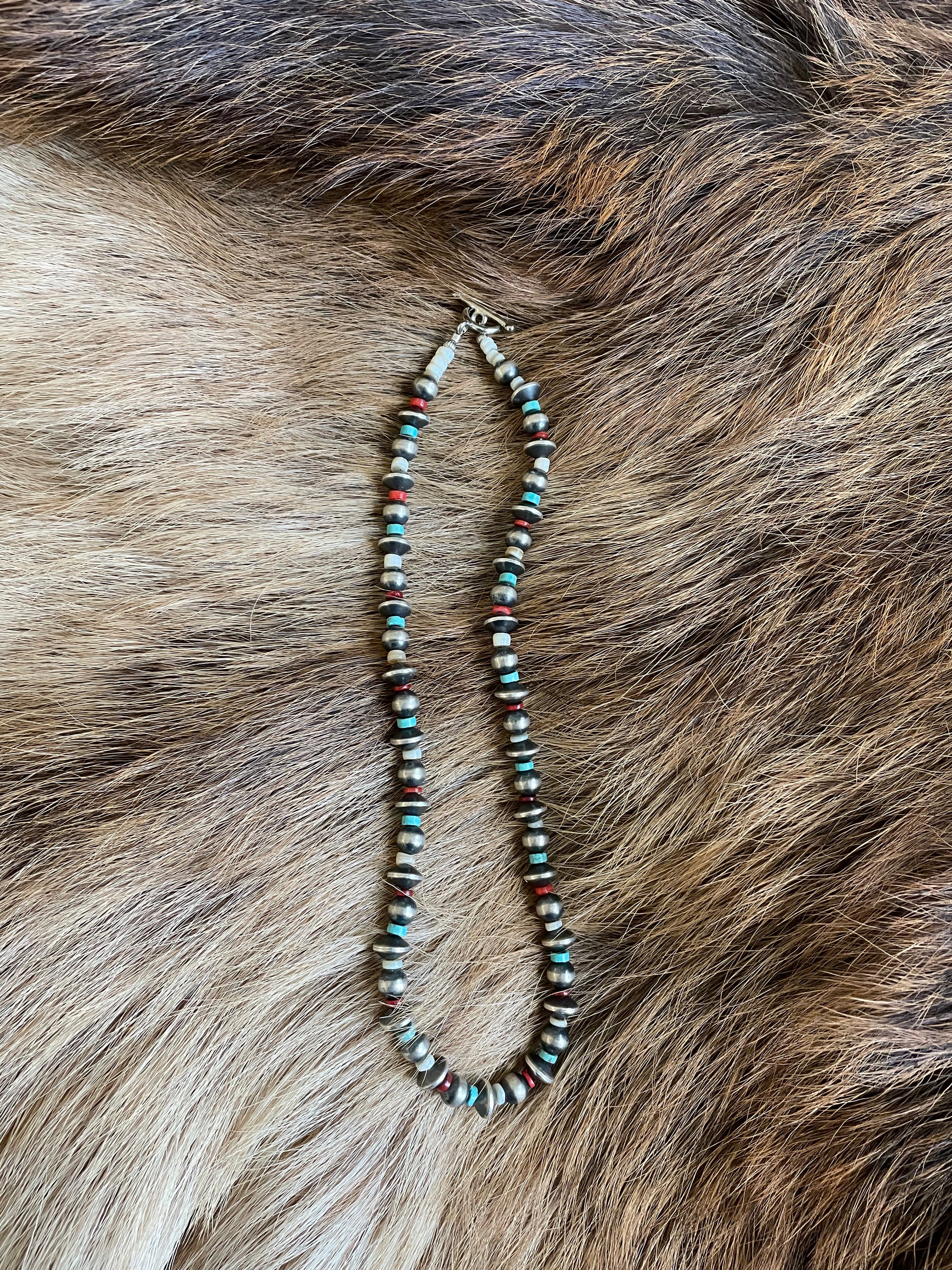 Hand strung  Navajo pearl and Heishi bead necklace