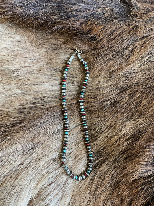 Hand strung  Navajo pearl and Heishi bead necklace