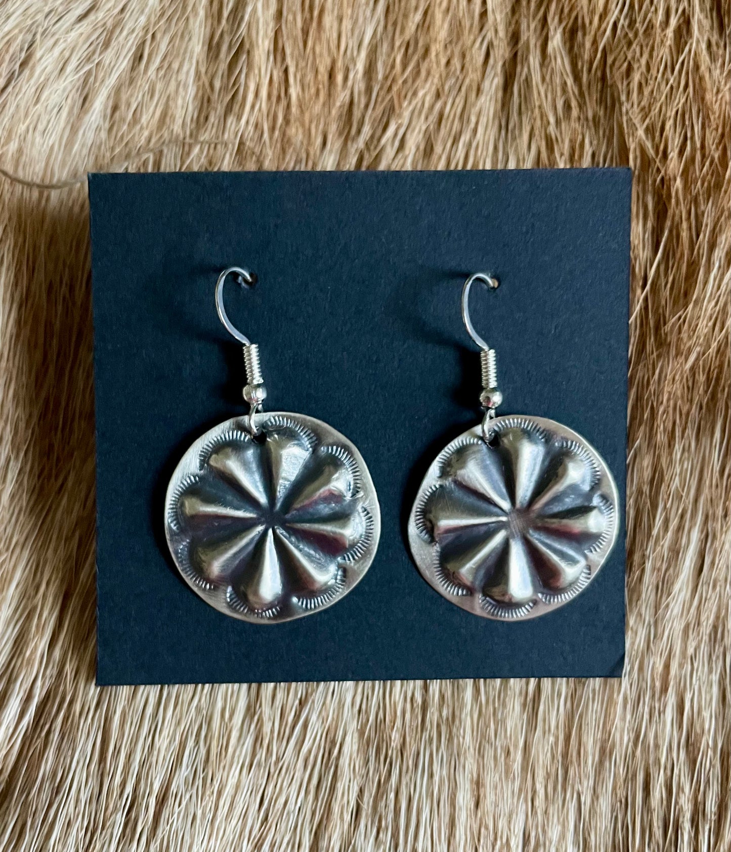 Sterling silver concho earring