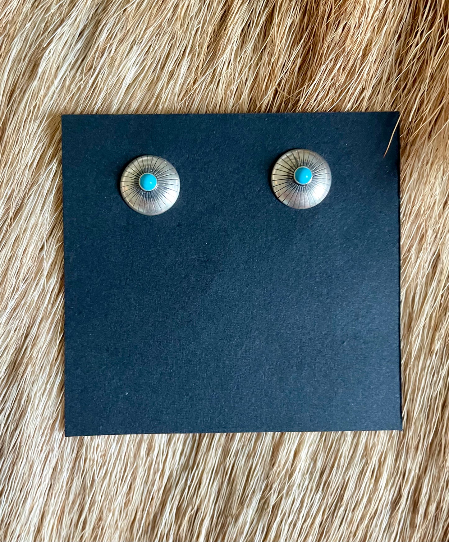 Kingman turquoise sterling silver stud earring