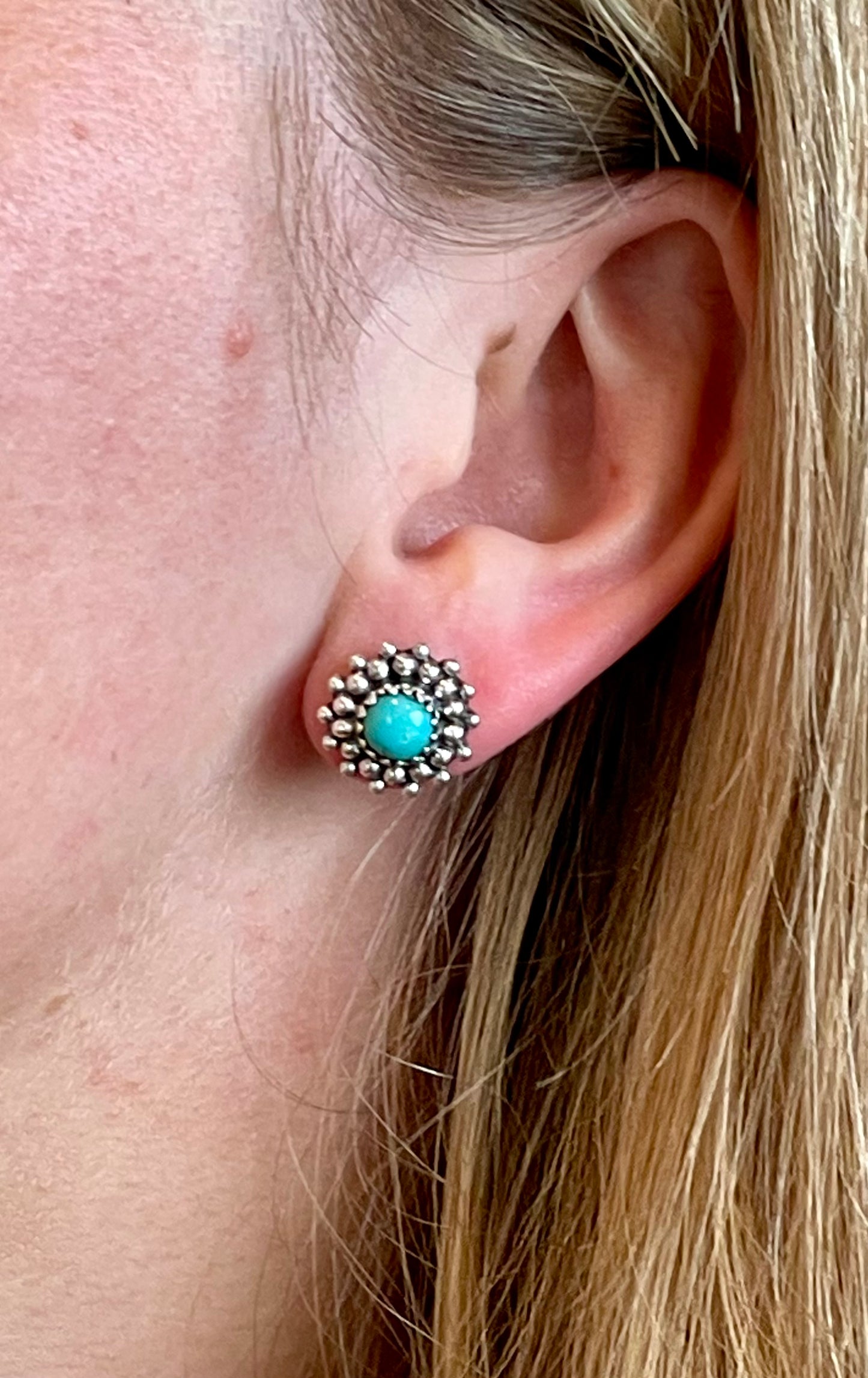 Sterling Silver Kingman turquoise stud earrings