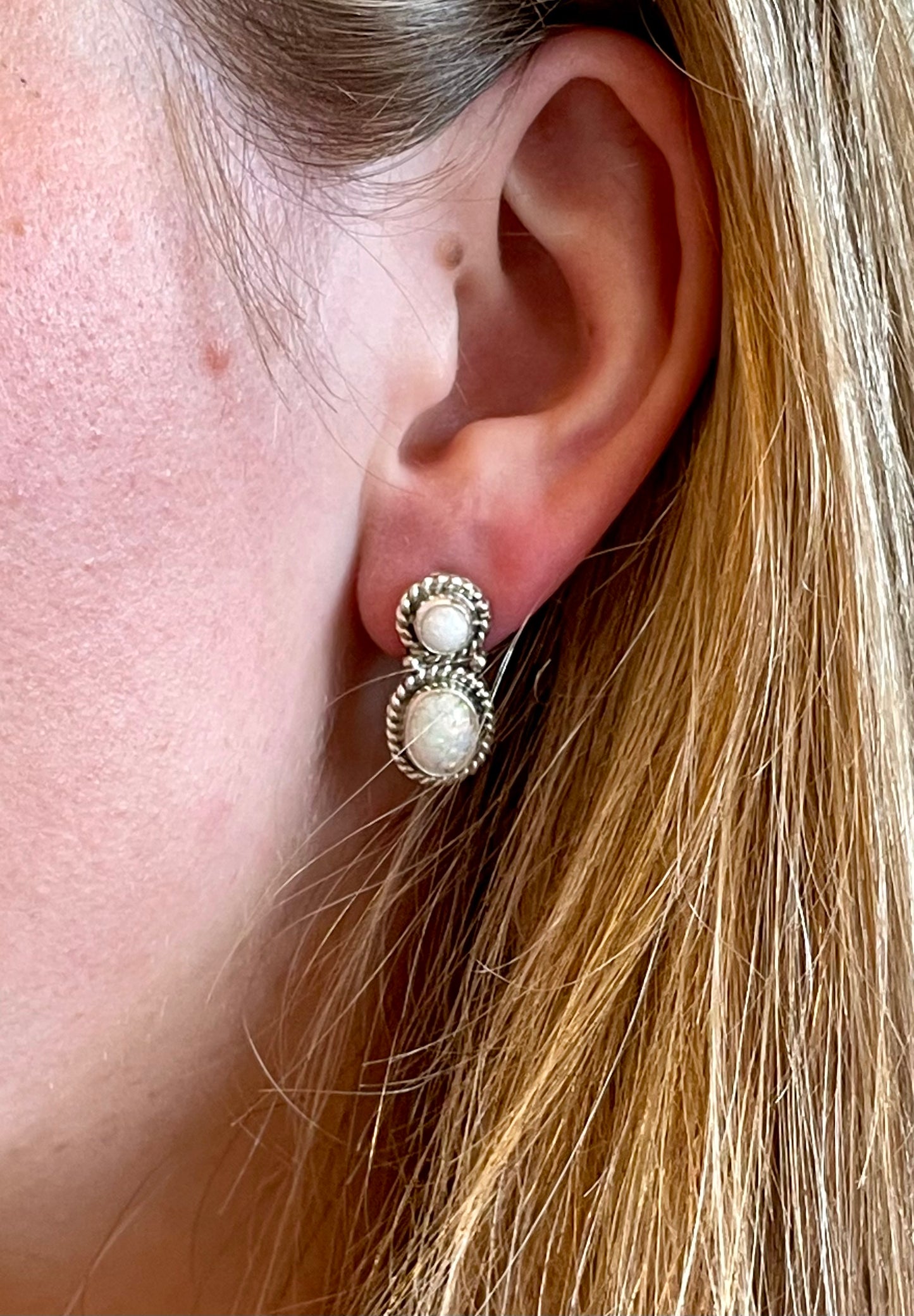 Sterling Silver and Opal Earrings