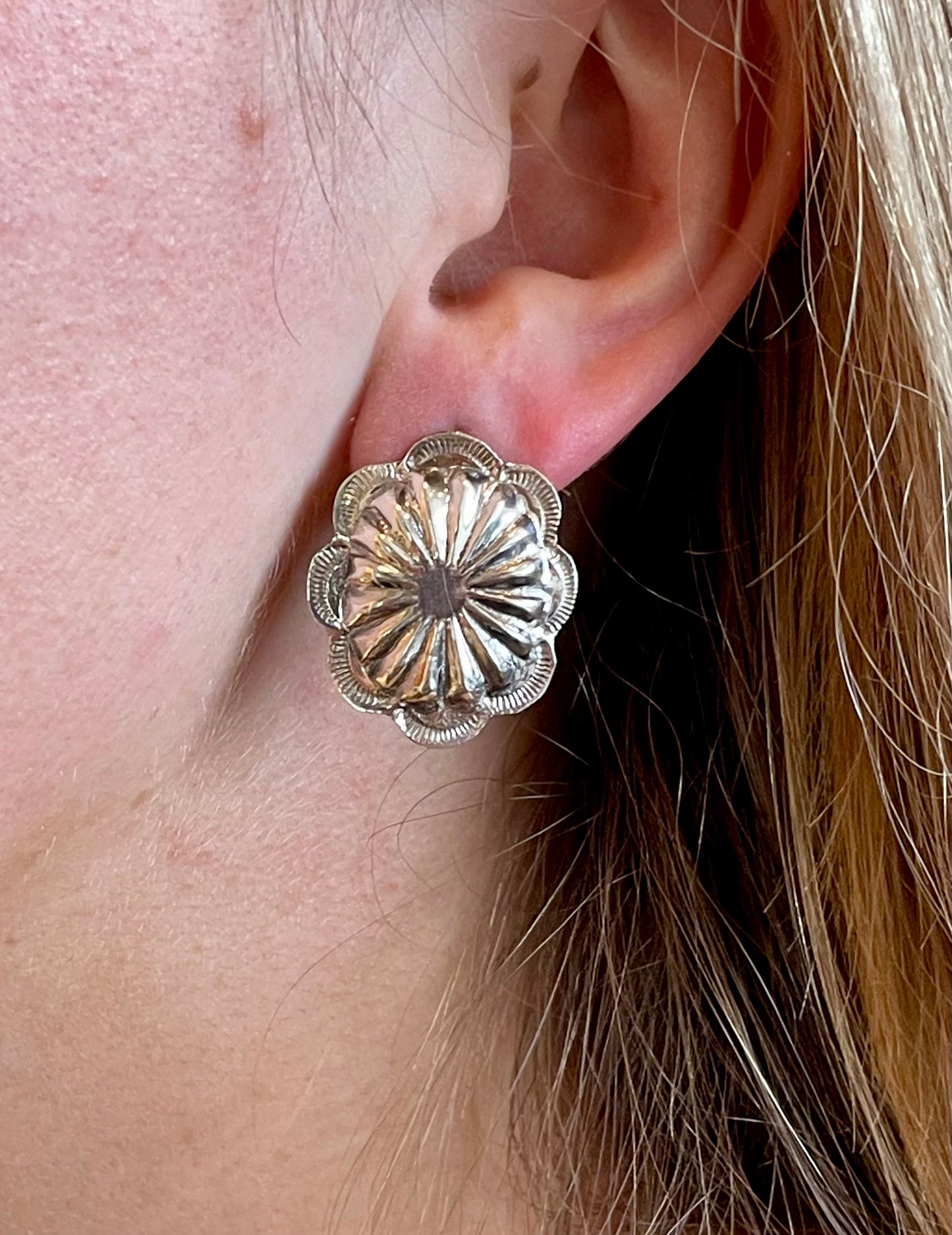 Sterling Silver concho earrings