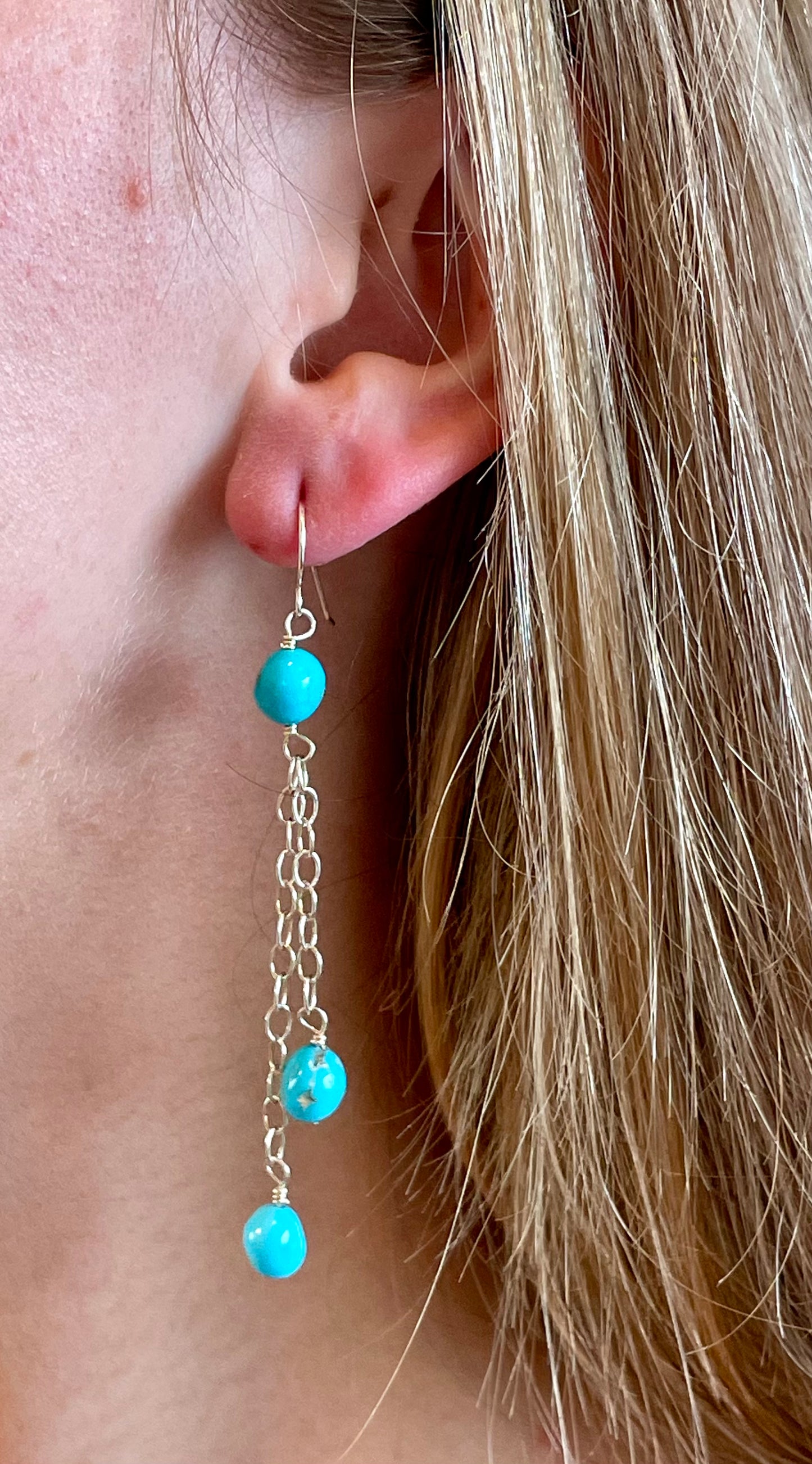 Sterling Silver and Sleeping Beauty turquoise dangle earrings