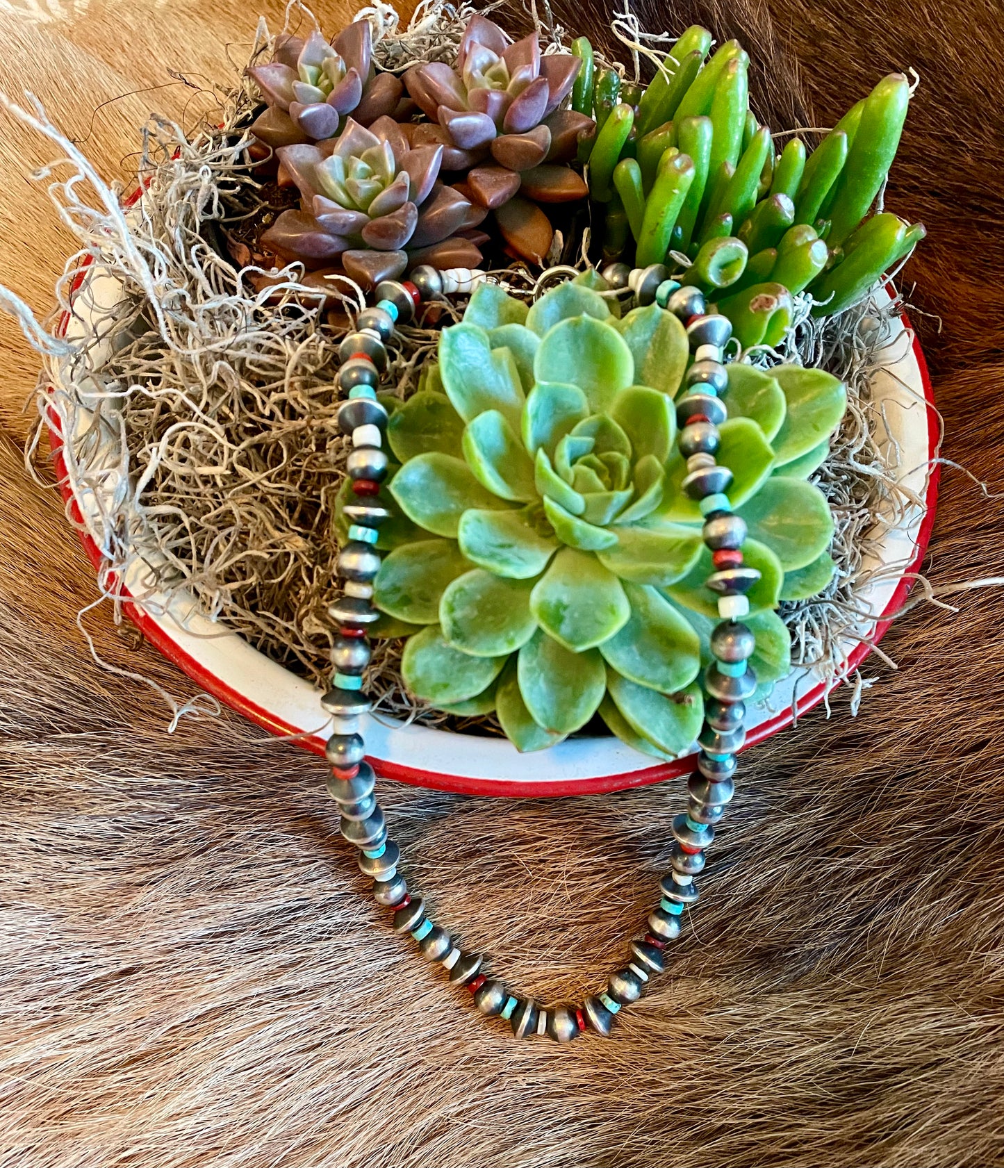 Handstrung Navajo Pearl and Heishi bead necklace