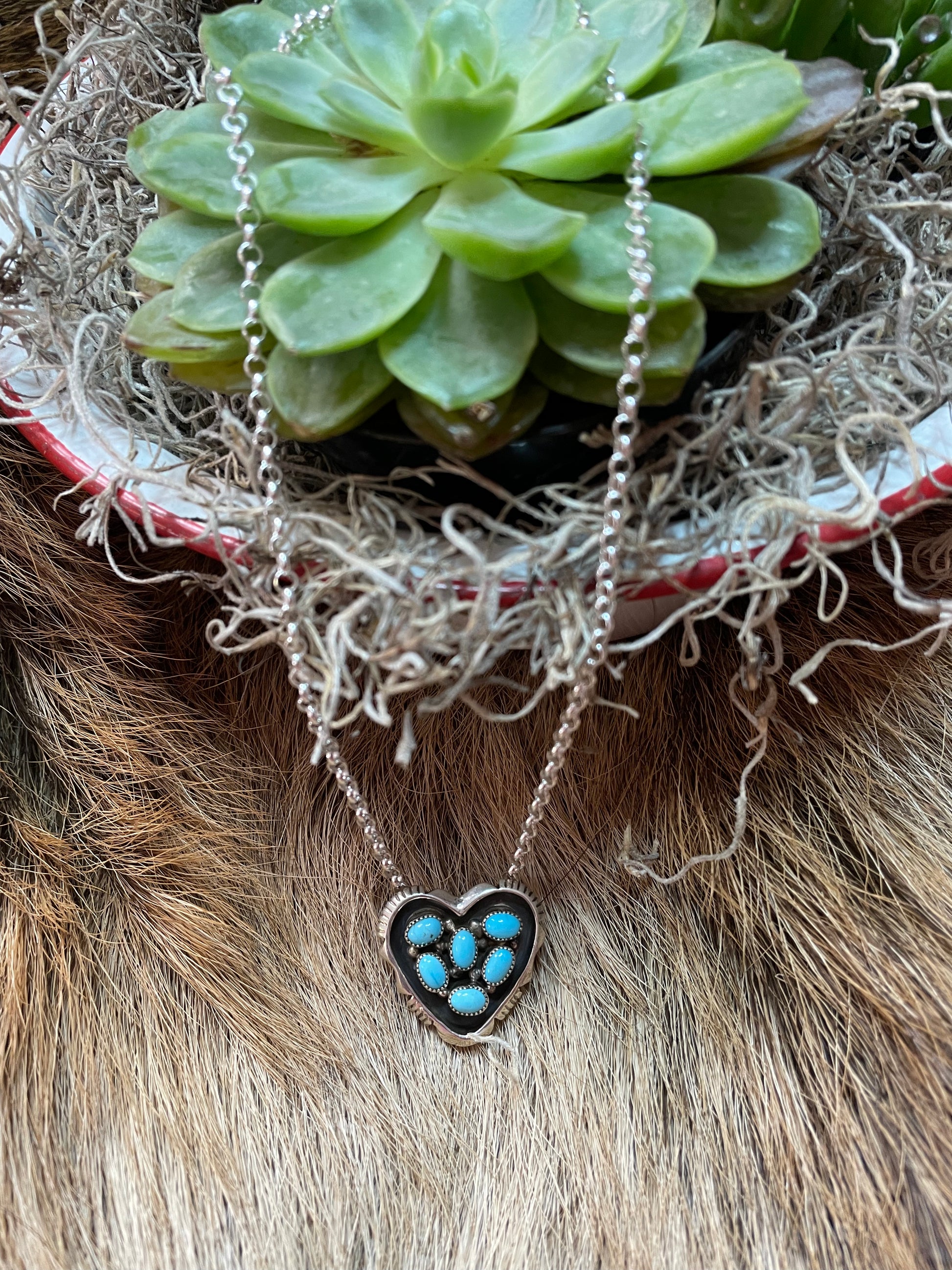 Kingman turquoise heart necklace