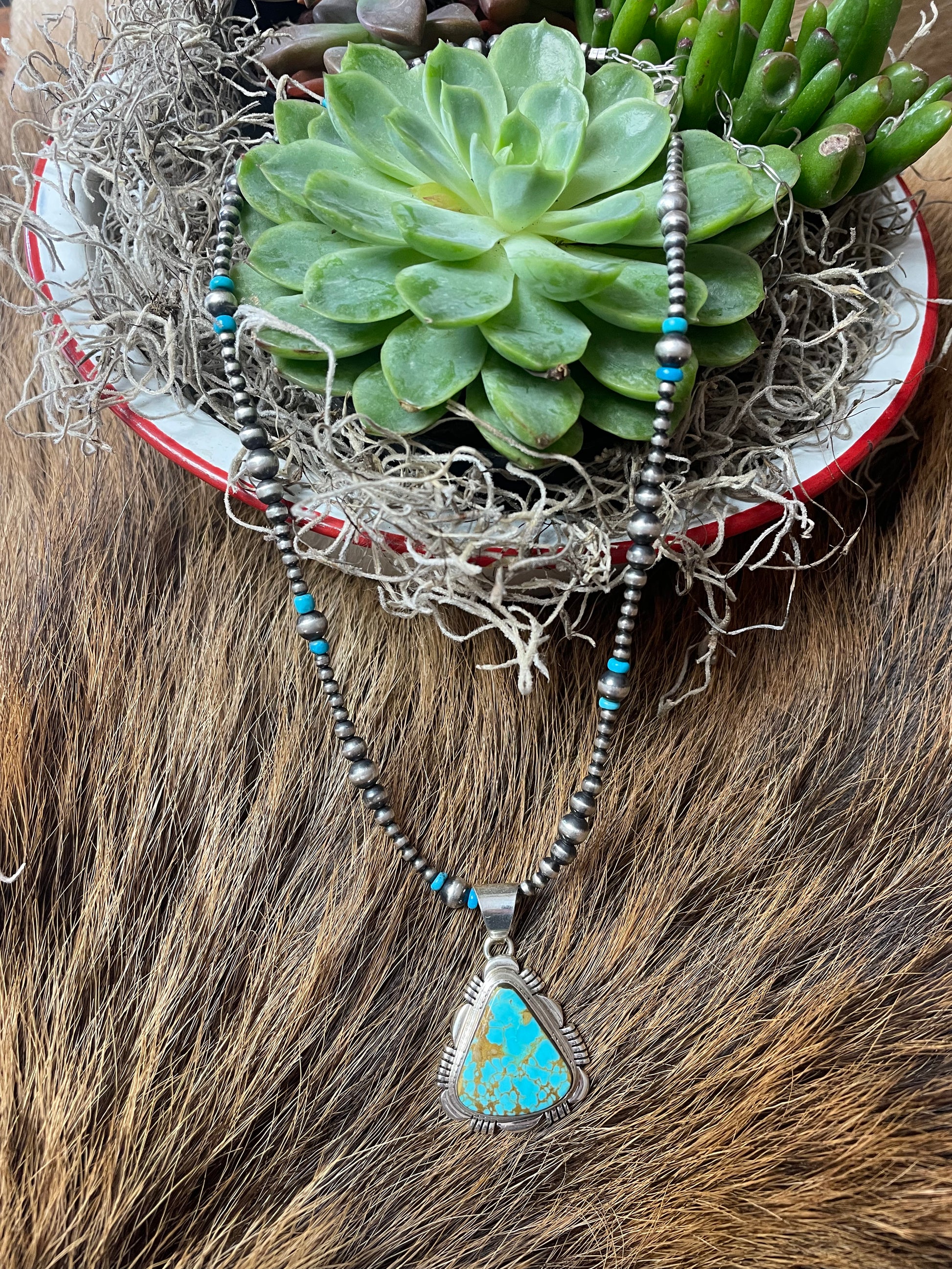 Navajo pearl and turquoise necklace