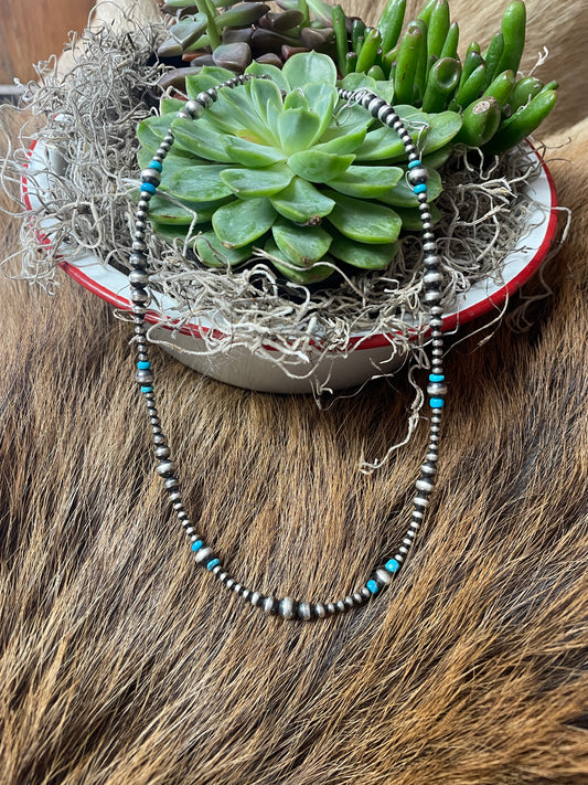 Navajo pearl and turquoise necklace 1