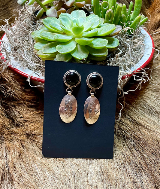 Onyx and sterling silver earrings