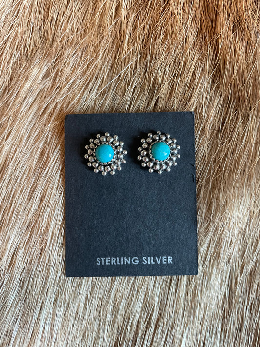 Sterling silver and Kingman turquoise starburst earrings