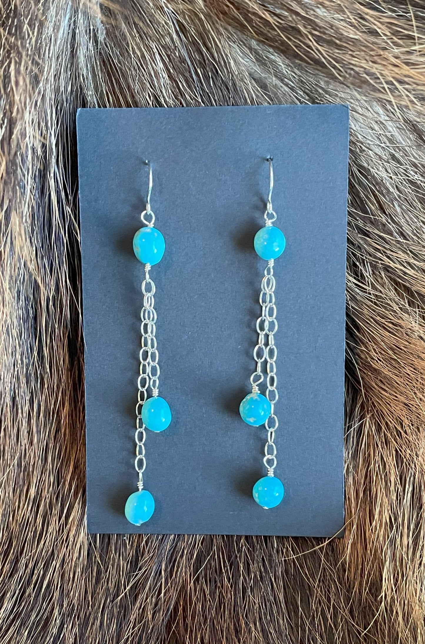 Sterling Silver and Sleeping Beauty turquoise dangle earrings