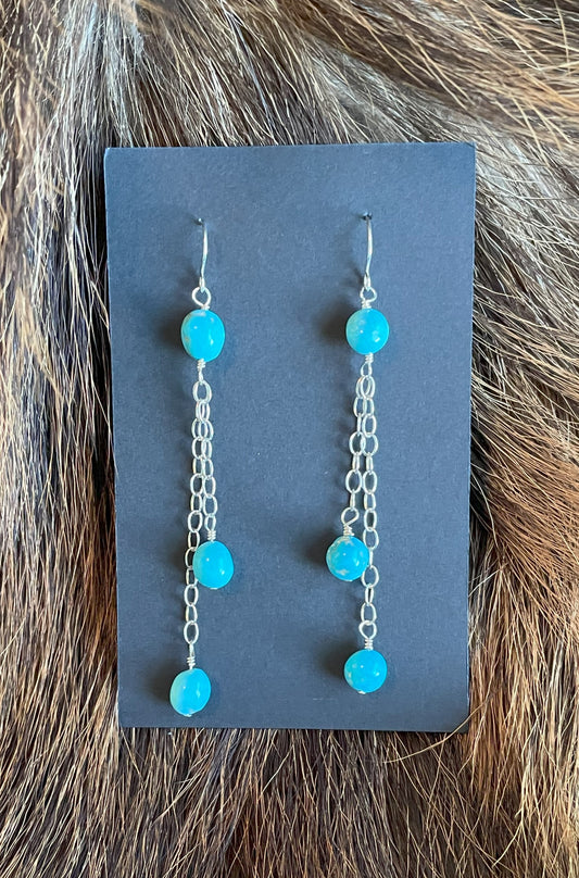 Sterling Silver and Sleeping Beauty turquoise dangle earrings